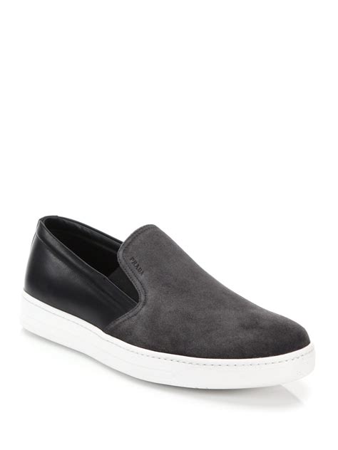 prada slip ons men|Prada suede slip on sneakers.